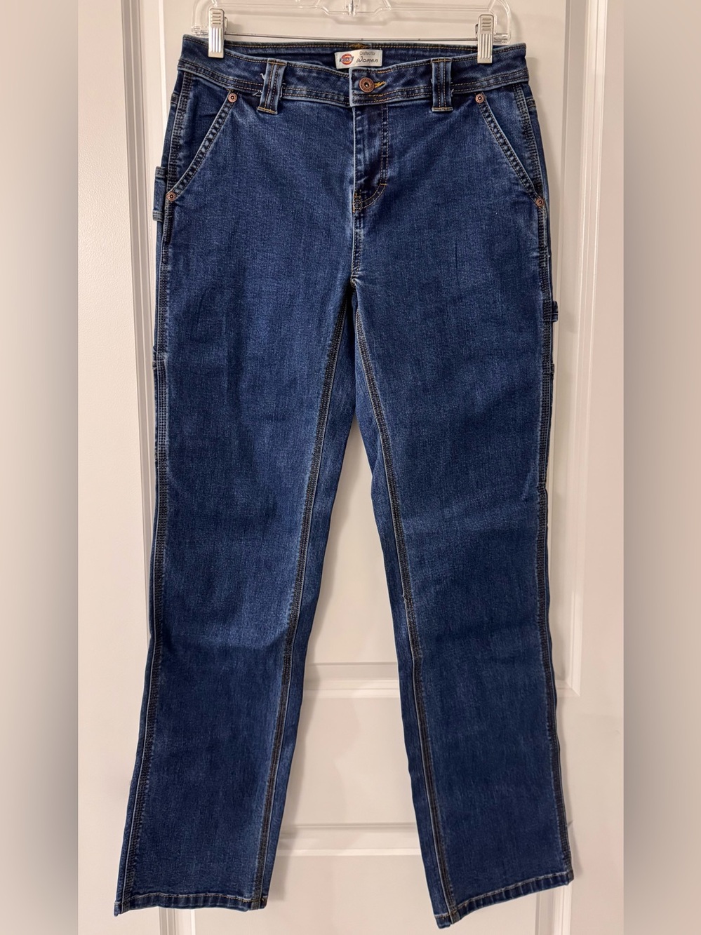 #2181  Dickies Womens Classic Relaxed Fit Carpenter Jeans Medium Wash Blue Denim